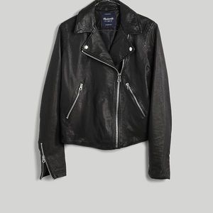 The washed leather motorcycle jacket by Madewell.